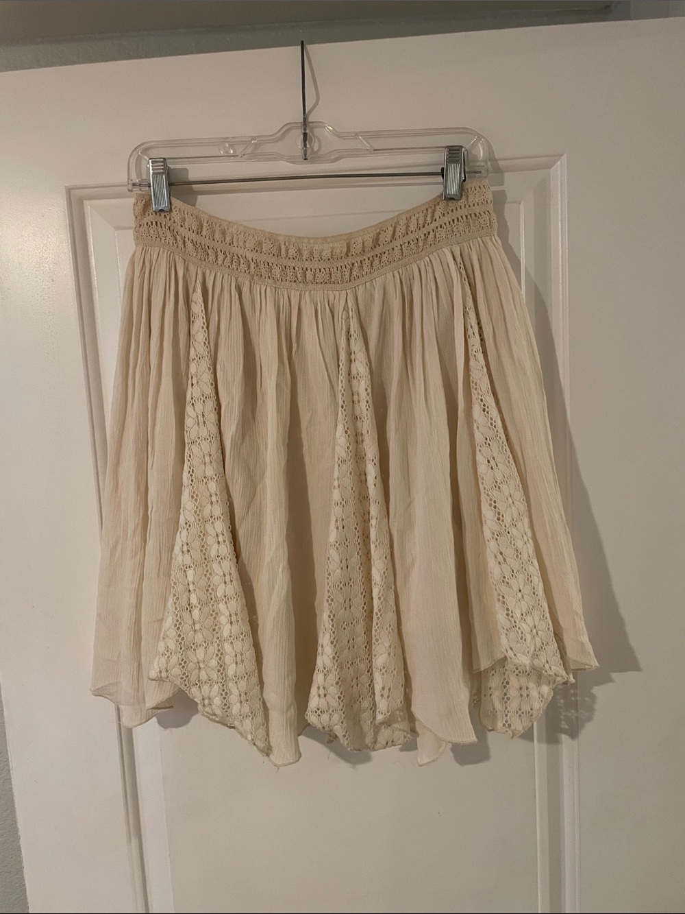 Maurices Cream Crochet Panel Skater Skirt